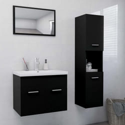 vidaXL Ensemble de meubles de salle de bain Noir Bois d'ingénierie