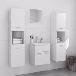 Avec cet élégant ensemble de meubles de salle de bain, vous pouvez créer un espace de rangement supplémentaire pour votre sal ...