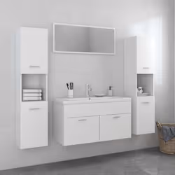 Description générale Avec cet élégant ensemble de meubles de salle de bain, vous pouvez créer un espace de rangement suppléme ...