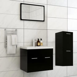 Vidaxl - Ensemble de meubles de salle de bain Noir Aggloméré