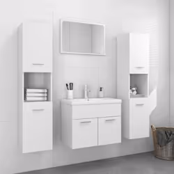 Avec cet élégant ensemble de meubles de salle de bain, vous pouvez créer un espace de rangement supplémentaire pour votre sal ...