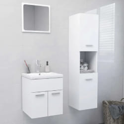 vidaXL Ensemble de meubles de salle de bain Blanc Aggloméré - TU