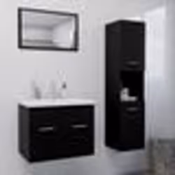 vidaXL Ensemble de meubles de salle de bain Noir Aggloméré - TU