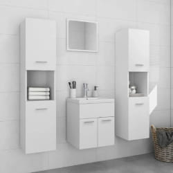 vidaXL Ensemble de meubles de salle de bain Blanc Aggloméré - TU