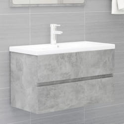 Armoire d'évier avec lavabo intégré Gris béton Aggloméré