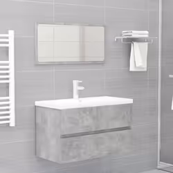 Cet ensemble de meubles de salle de bain élégant, qui se compose d'une armoire d'évier, d'un lavabo intégré et d'un miroir, s ...