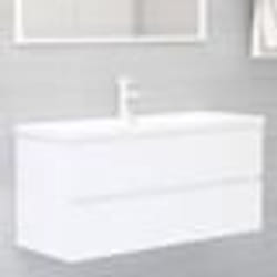 vidaXL Armoire d'évier avec lavabo intégré blanc bois d'ingénierie - TU