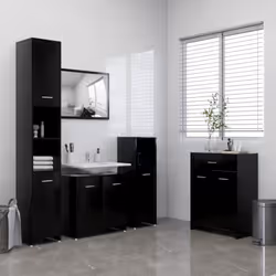 Avec cet ensemble de meubles de salle de bain de 4 pièces, vous pouvez créer un espace de rangement supplémentaire pour votre ...
