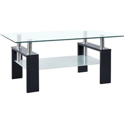 vidaXL Table basse Noir et transparent 95x55x40 cm Verre trempé 330303