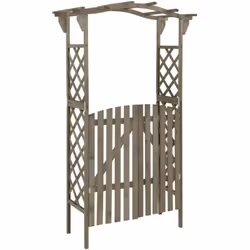 Description générale Cette pergola en bois polyvalente avec portail est un excellent ajout décoratif pour votre jardin ou tou ...