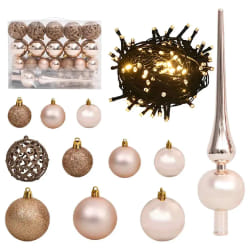 vidaXL Set de boules de Noël - 61 pièces - Doré rose