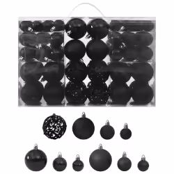 vidaXL Ensemble de Boules de Noël 100 pcs - Noir