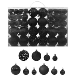 vidaXL Ensemble de Boules de Noël 100 pcs - Noir