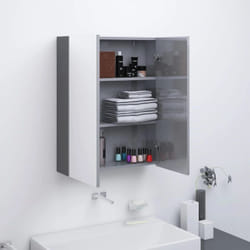 Armoire À Miroir De Salle De Bain 60x15x75 Cm Mdf Gris Brillant Vidaxl