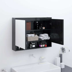 Armoire À Miroir De Salle De Bain 80x15x60 Cm Mdf Noir Brillant Vidaxl