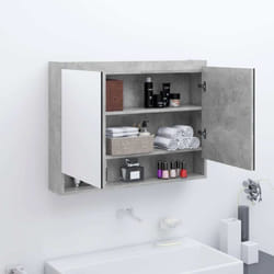 Armoire À Miroir De Salle De Bain 80x15x60 Cm Mdf Gris Béton Vidaxl