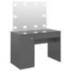 vidaXL Table de maquillage avec éclairage LED MDF Gris brillant - TU