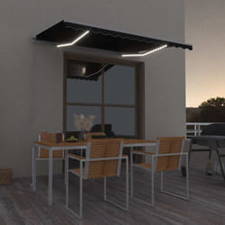 vidaXL Auvent manuel rétractable avec LED 300x250 cm Anthracite - TU
