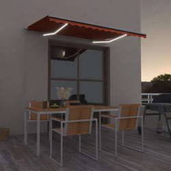 Vidaxl - Auvent manuel rétractable avec led 300x250 cm Orange et marron