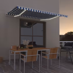 vidaXL Auvent manuel rétractable avec LED 400x300 cm Bleu et blanc - TU