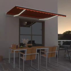 vidaXL Auvent manuel rétractable avec LED 400x300 cm Orange et marron - TU