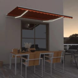 vidaXL Auvent manuel rétractable avec LED 450x300 cm Orange et marron - TU
