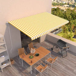 vidaXL Auvent rétractable automatique 500x300 cm Jaune et blanc