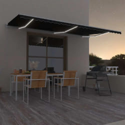 vidaXL Auvent automatique vent/LED 600x300 cm Anthracite