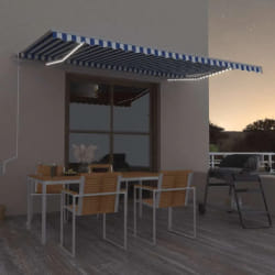 vidaXL Auvent Automatique LED 500x350 cm Bleu/Blanc