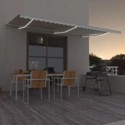 vidaXL Auvent manuel rétractable avec LED 600x350 cm Crème