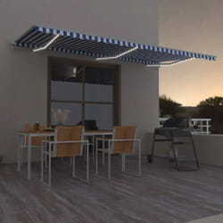 vidaXL Auvent automatique 600x350 cm - Bleu et blanc