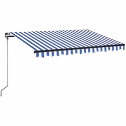 vidaXL Auvent manuel rétractable avec LED 350x250 cm Bleu et blanc