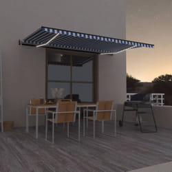 Vidaxl - Auvent automatique capteur de vent/LED 500x300 cm Bleu et blanc