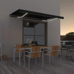 vidaXL Auvent manuel rétractable avec LED 400x350 cm Anthracite - TU