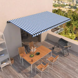 vidaXL Auvent manuel rétractable 500x350 cm Bleu et blanc