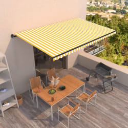 vidaXL Auvent manuel rétractable 500x350 cm Jaune et blanc