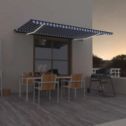 vidaXL Auvent manuel rétractable avec LED 500x350 cm Bleu et blanc