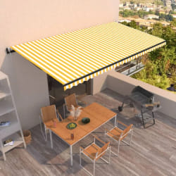 vidaXL Auvent rétractable automatique - Jaune et blanc 600x350 cm