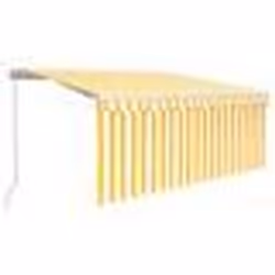 vidaXL Auvent manuel rétractable avec store LED 3x2,5 m Jaune et blanc