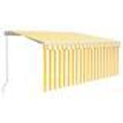 vidaXL Auvent manuel rétractable avec store LED 3x2,5 m Jaune et blanc