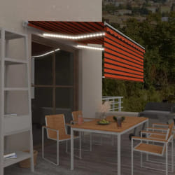 vidaXL Auvent rétractable manuel store et LED 3x2,5 m Orange et marron - TU