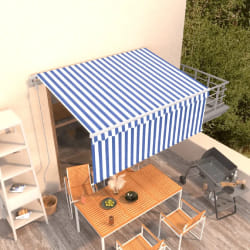vidaXL Auvent rétractable automatique avec store 3x2,5 m Bleu et blanc - TU