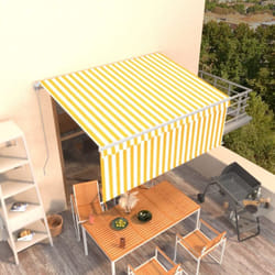 Vidaxl - Auvent rétractable manuel avec store 3,5x2,5 m Jaune et blanc