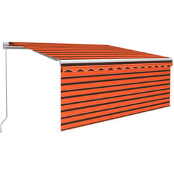 Vidaxl - Auvent rétractable manuel avec store 3,5x2,5 m Orange et marron