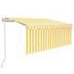 vidaXL Auvent rétractable automatique avec store 3,5x2,5 m Jaune blanc
