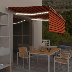vidaXL Auvent manuel rétractable avec store LED 4x3 m Orange et marron - TU