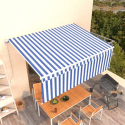 Vidaxl - Auvent manuel rétractable avec store 4,5x3 m Bleu et blanc