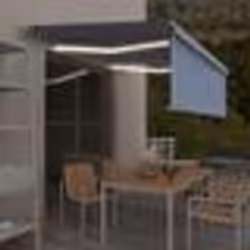 vidaXL Auvent manuel rétractable avec store et LED 4,5x3 m Bleu blanc - TU