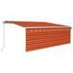 vidaXL Auvent manuel rétractable et store et LED 4,5x3 m Orange/marron - TU
