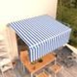 vidaXL Auvent automatique rétractable avec store 4,5x3 m Bleu et blanc - TU